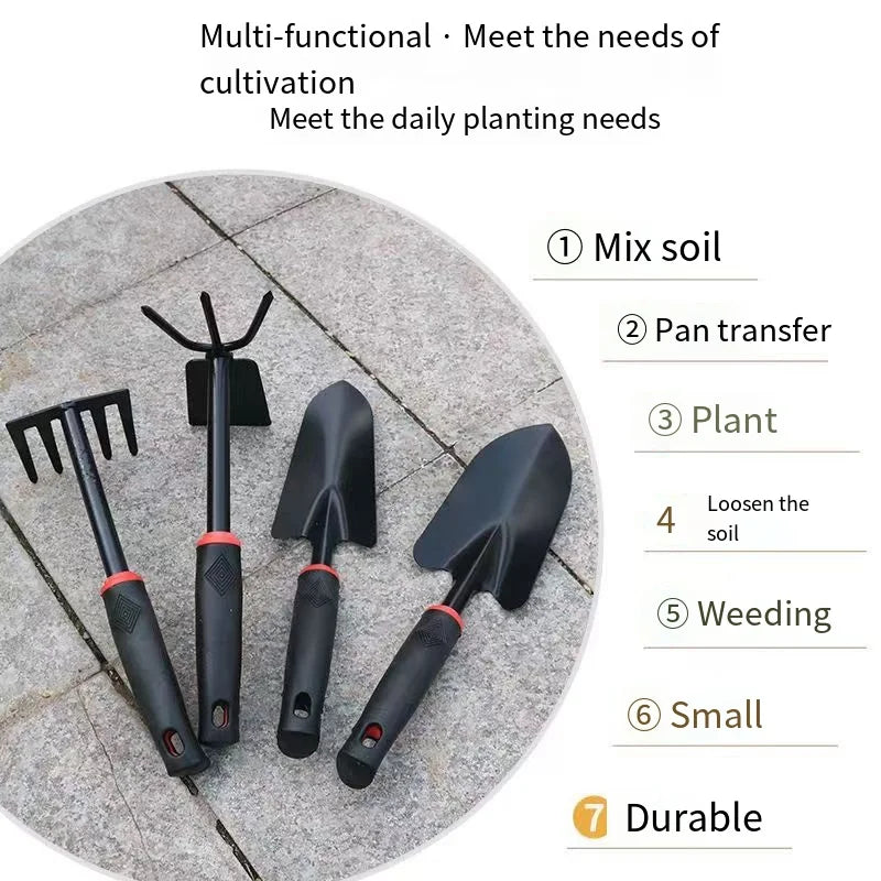 TerraMeister Gartenwerkzeug Set | 4-in-1 Multifunktional | Rutschfester Griff | Robuster Stahl
