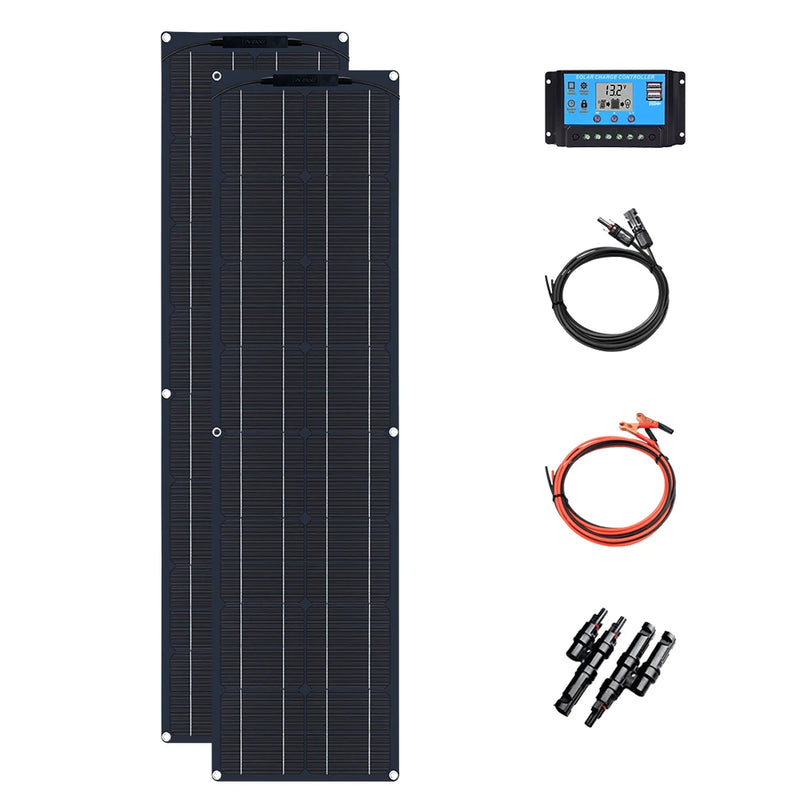SunFlex Pro Flexibles Solarpanel-Set 50W | Ultraleicht & Biegsam | 12V/24V | Für Auto, Boot, Wohnmobil & Camping