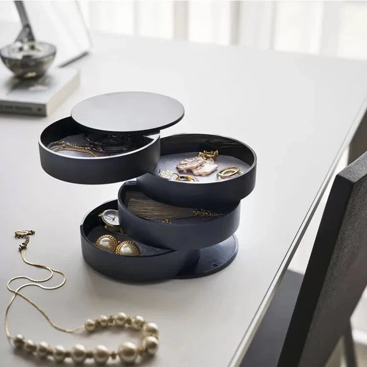 Drehbare Schmuck- und Aufbewahrungsbox Twistella | Mehrlagig & Staubdicht mit Deckel | Für Schmuck, Make-up & Accessoires