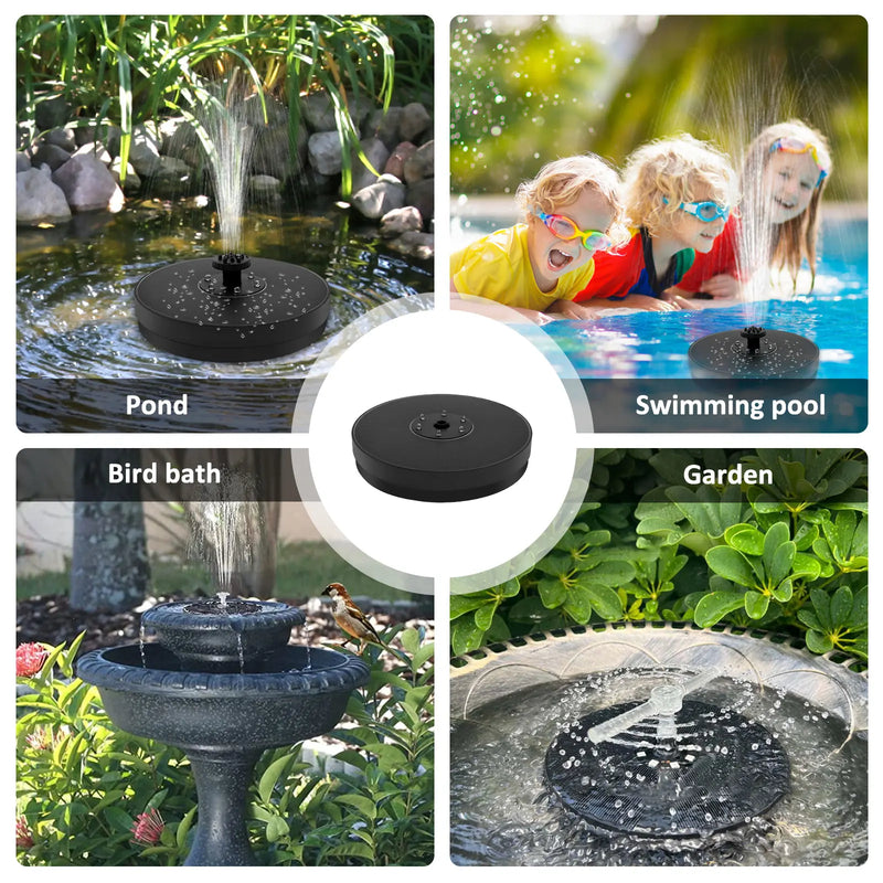 AquaLume Solar Spring | 3W Solarbrunnen mit LED Farbspiel | Bis 60 cm Fontänenhöhe | 7 Düsenaufsätze