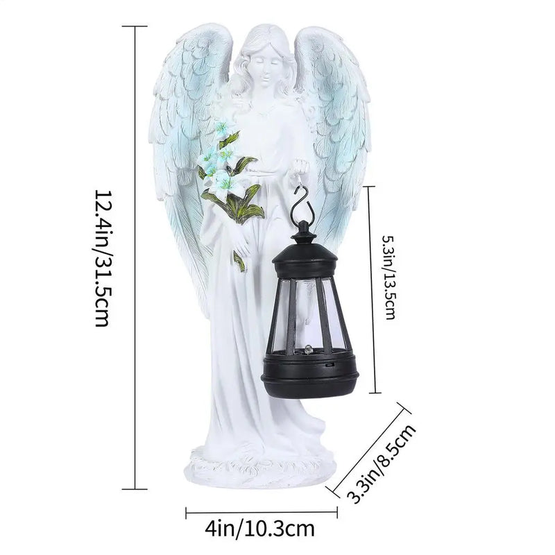 Auralis | Solar-Engel Figur | Wetterfest & leuchtend | 20 × 10 × 8 cm | Harz-Skulptur für Garten, Terrasse & Grabdekoration