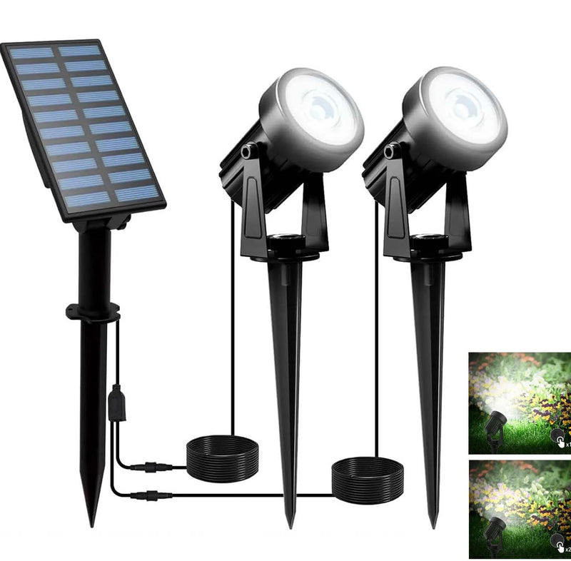 Solar Gartenstrahler LumiGlow DuoColor | 3000K/6000K Warm- & Kaltweiß | IP65 Wasserdicht | Automatischer Dämmerungssensor