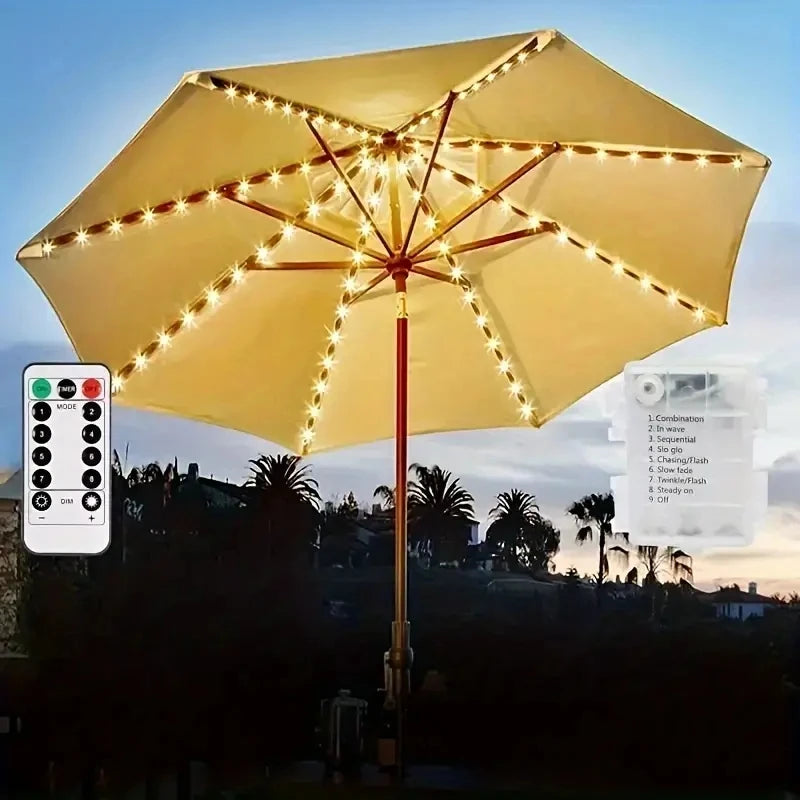 LED Sonnenschirm-Lichterkette SunGlow | 104 LEDs | Warmweiß | 8 Modi