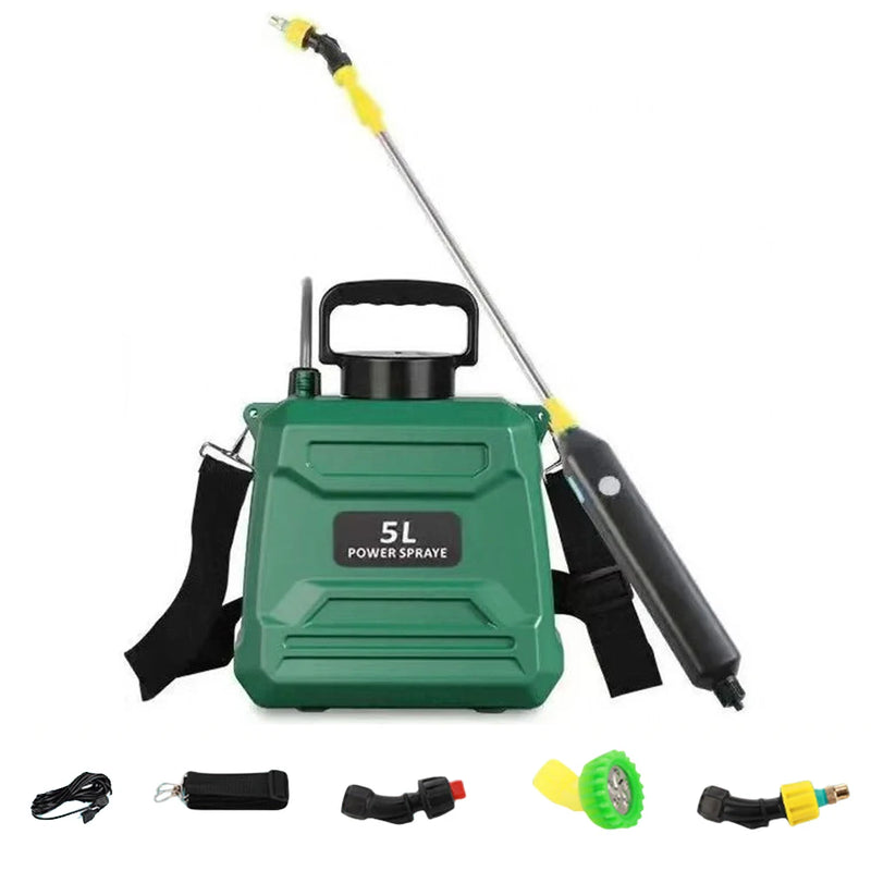 SPRAYMATE Pro Akku-Drucksprüher | 5 L Schulter-Sprühflasche | USB-Aufladung & Verstellbare Düse | Für Garten, Reinigung & Unkrautbekämpfung