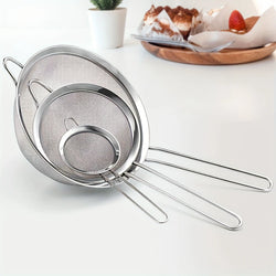 Edelstahl Küchensieb-Set ProSift MeshLine | 3-teilig | Feines Sieb für Mehl, Saft, Sojamilch & Pasta | 8/10/14 cm Durchmesser