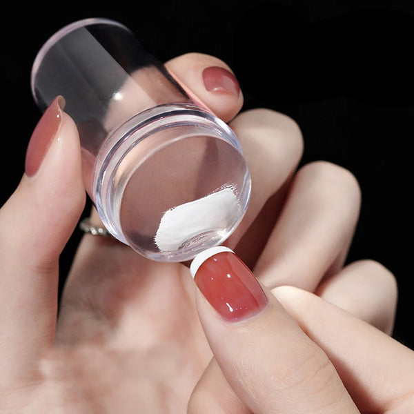 Nagelstempel-Set ClearStamp Duo | Transparenter Silikon-Stempel & Scraper | Für French Designs & Nail Art | 2,3 cm Durchmesser