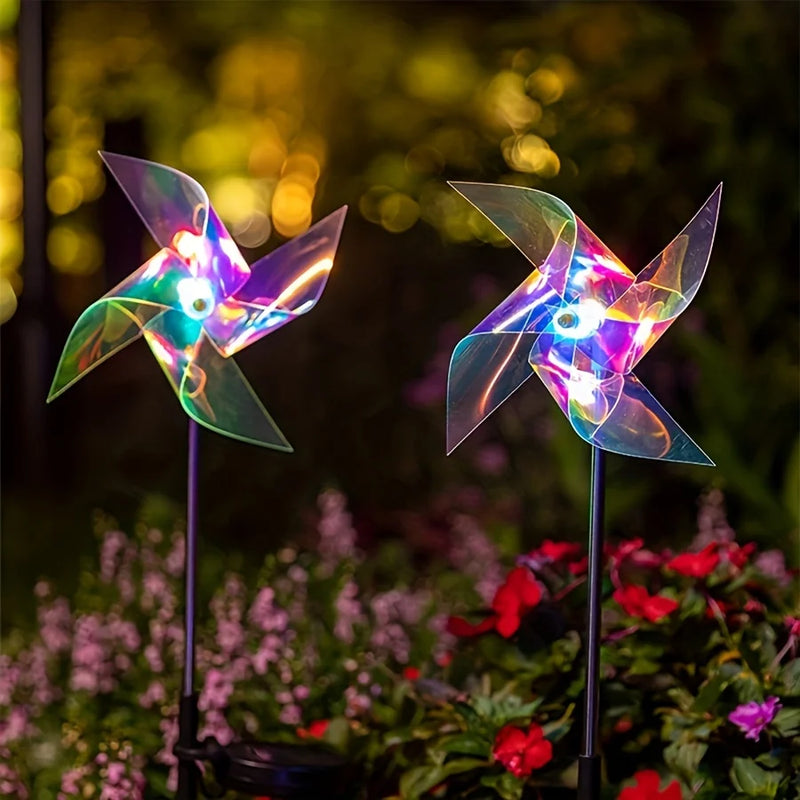 LuminViento Solar Windmühlen-Lampe LED | Magische Farbspiele | Garten Deko mit Erdspieß | Automatisch & Wetterfest