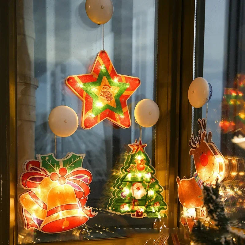 LumiFest LED Weihnachtsdeko | Schneemann & Weihnachtsmann | Leuchtende Fensterdekoration | Warmweißes Licht