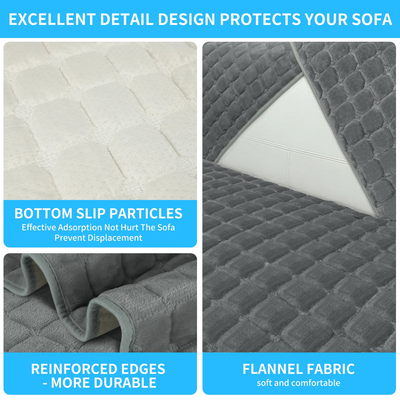 Velvoria | Samt Sofaüberwurf | Weich & Rutschfest | Gesteppt & Flauschig | Waschbarer Möbelschutz für Ecksofa & Couch