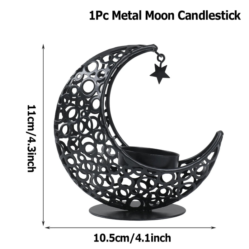 LumiNoor Ramadan Kerzenhalter | Mond-Design | Stimmungsvolle Deko | Metall