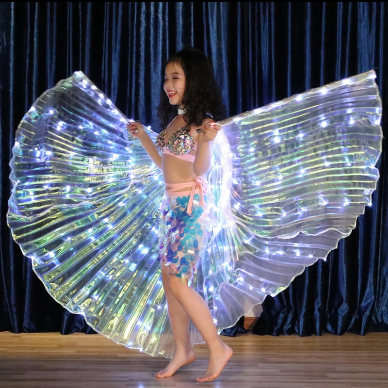 LED-Flügelkostüm LumiWings | Leuchtender Feen-Umhang | 140 cm / 110 cm | Mit Teleskopstäben & Schalter | Für Bühne, Party & Show