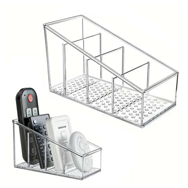 Schreibtisch Organizer BambuGrid 4-Fächer | Fernbedienungshalter & Aufbewahrungsbox | Bambus & Kunststoff | Für Büro, Bad & Wohnzimmer