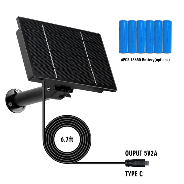 Solatrix 4W Solarpanel Ladegerät für Außenbereich | IP66 Wasserdicht | Mit USB/Type-C/DC Anschlüssen & Timer-Funktion | Für 6×18650 Batterien (nicht enthalten)