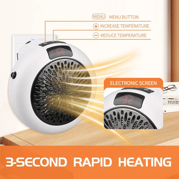 HeatEase Elektroheizung | Wandmontage & Tischgerät | Schnellheizung mit Thermostat | Fernbedienung