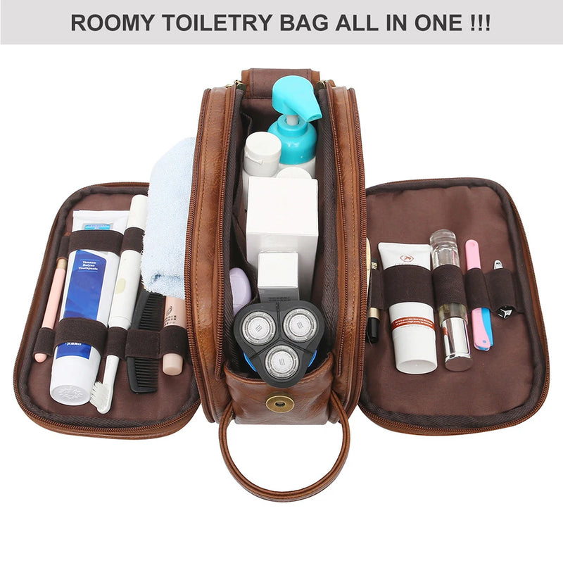 Kulturtasche Herren XL | Wasserabweisend & Nassfach | PU-Leder | Mit Schuhbeutel