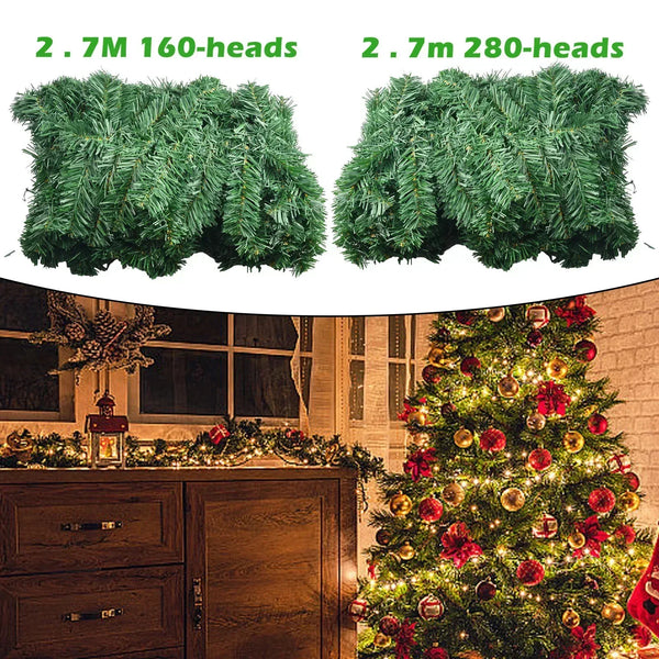 EverPine Christmas Garland | 2,7 m Künstliche Tannengirlande | Dichte PVC-Tannenzweige | Weihnachtsdeko für Treppe, Kamin & Fenster