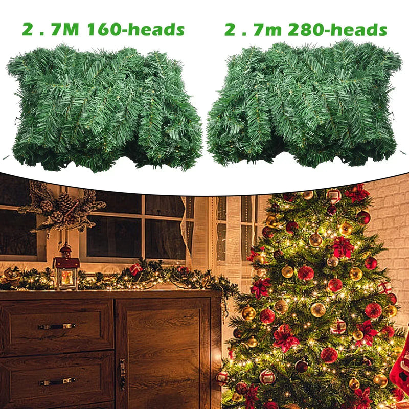 EverPine Christmas Garland | 2,7 m Künstliche Tannengirlande | Dichte PVC-Tannenzweige | Weihnachtsdeko für Treppe, Kamin & Fenster