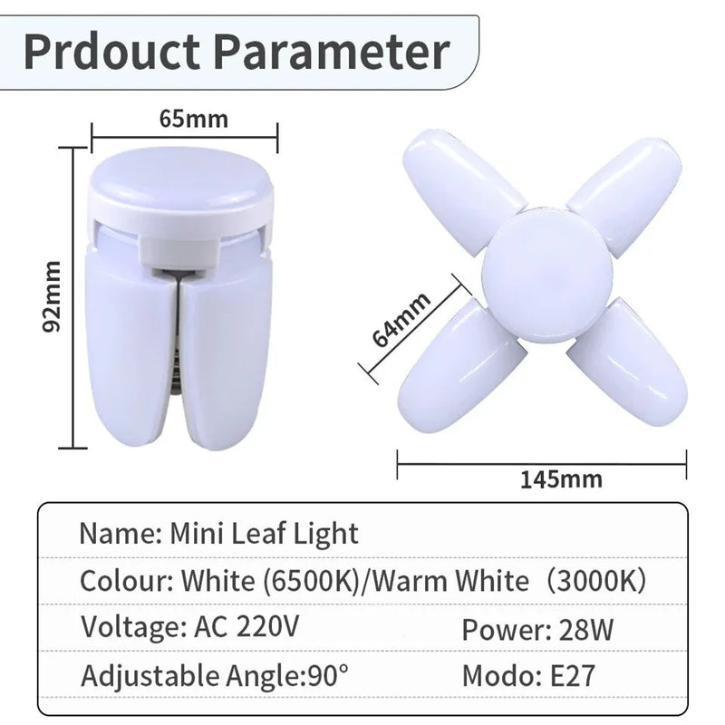 LED Faltlampe LumiFold | E27 Sockel | Fächerförmiges Design | 360° Abstrahlwinkel | 28W Kaltweiß