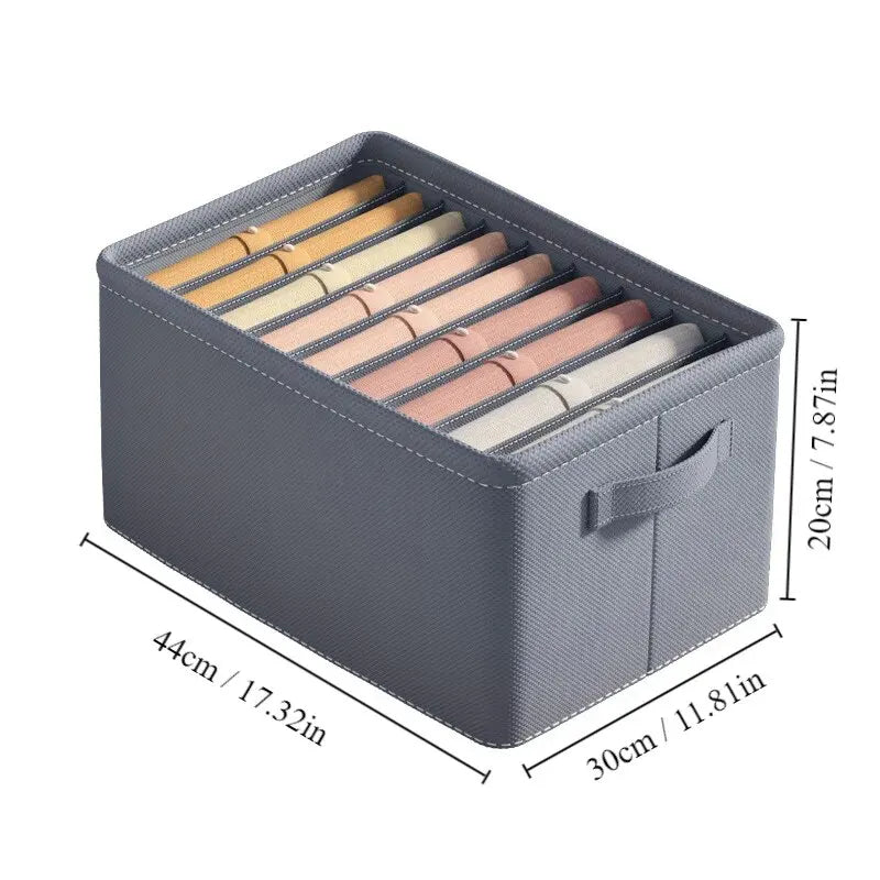 OrgaFold Kleiderschrank-Organizer mit Fächern | Aufbewahrungsbox aus Vliesstoff | Faltbar & Stabil | Grau | 44×30×20 cm