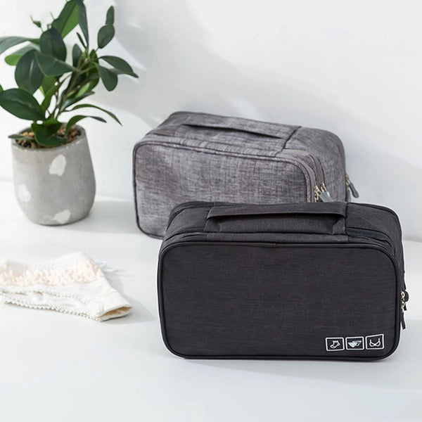Unterwäsche-Organizer Travinelle | Faltbare Reisetasche mit 3 Fächern | Wasserdicht & Transparent | 30 × 17 × 13 cm