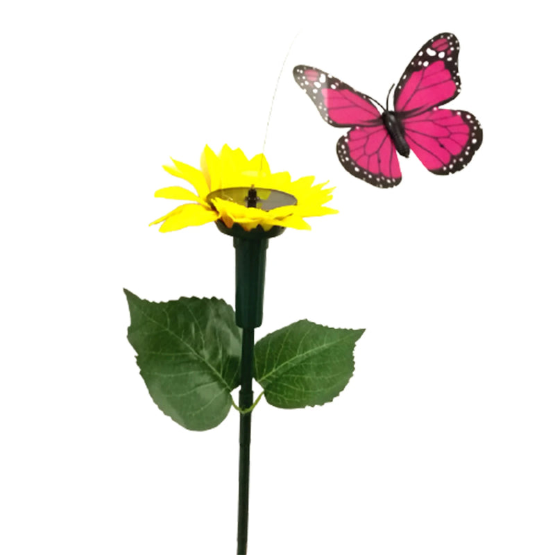 SOLAVIA Sonnenblumen-Gartenstecker | Mit drehendem Schmetterling oder Kolibri | Solar-Deko für Garten & Topfpflanzen | 20×20×10 cm
