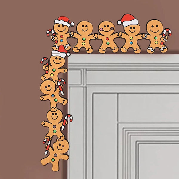 SweetJoy Holz Lebkuchenmann Türdeko | Mit Weihnachtsmütze & Zuckerstange | Weihnachtsdeko für Türrahmen & Wand