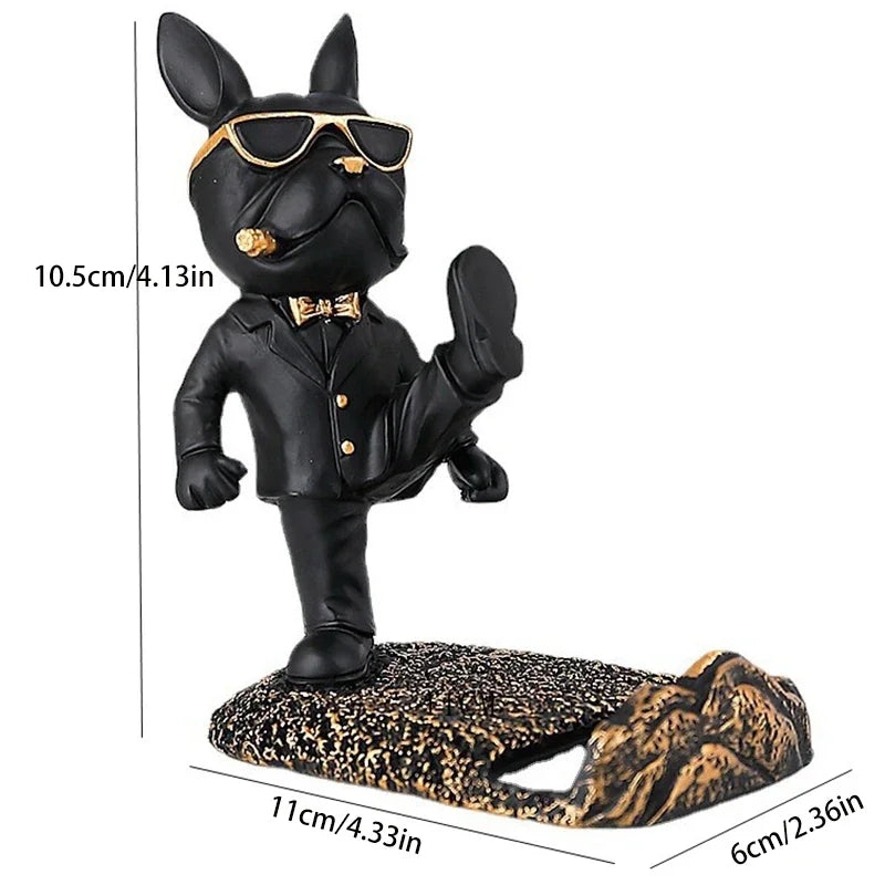 Bulldoggo PhoneStand | Handyhalter & Figur | Harz Skulptur | 9–11 cm