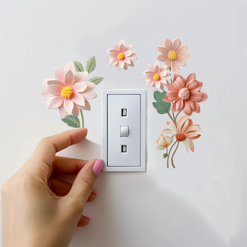 Wandsticker Decoflora SwitchBloom | Blumen-Schaltersticker aus PVC | Abnehmbar, wasserdicht & selbstklebend | Für Wohnzimmer, Bad & Schlafzimmer