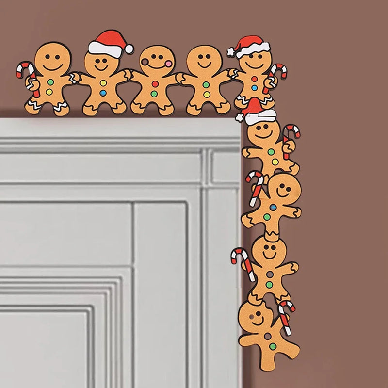 SweetJoy Holz Lebkuchenmann Türdeko | Mit Weihnachtsmütze & Zuckerstange | Weihnachtsdeko für Türrahmen & Wand