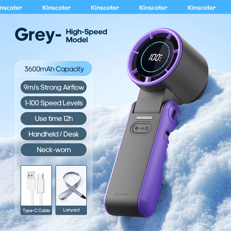 CoolityGo Handventilator mit Ice-Cool-Technologie | 100 Geschwindigkeitsstufen | 3600mAh Akku | Faltbar & Ultraleicht