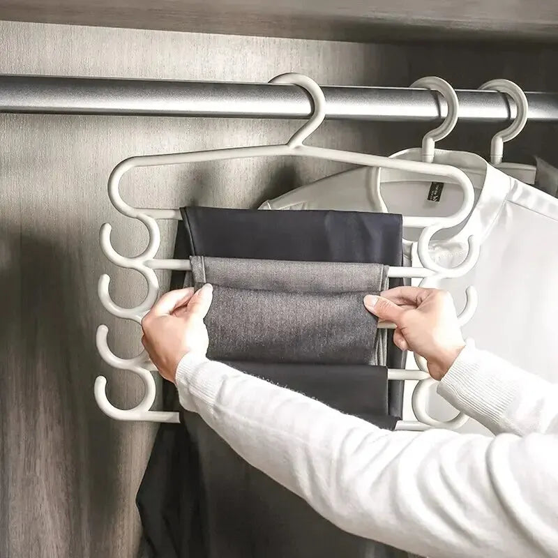 Mehrlagen-Hosenbügel ClosetEase FlexHang | 5-in-1 Hosenorganizer für platzsparende Kleiderschrankaufbewahrung | 37×33,5×1,5 cm