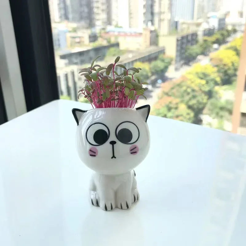 Keramik-Blumentopf MINIKATZ | Süßer Katzen-Deko-Topf | Mini Pflanztopf für Schreibtisch & DIY