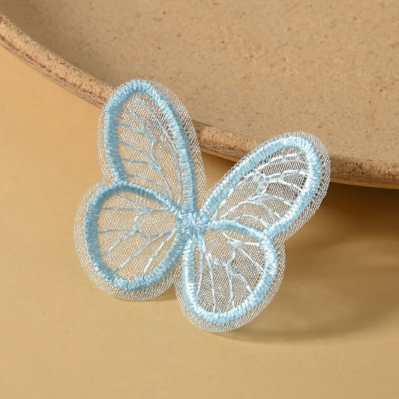 Bestickte Schmetterlings-Applikationen ColorWing | 20 Stück | 4,5 x 4 cm | Bunte Netzoptik | Zum Aufnähen