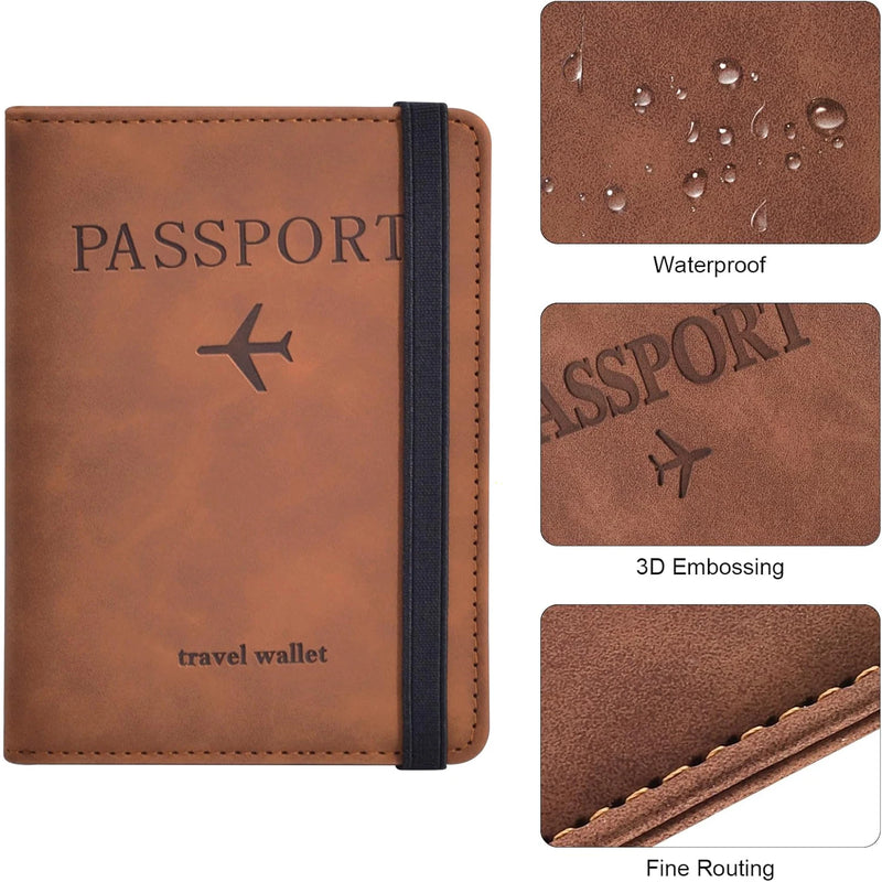 TRAVOLET Reise-Passhülle | RFID-Schutz | Unisex Design | PU-Leder | Inkl. Karten- & Dokumentenfächer