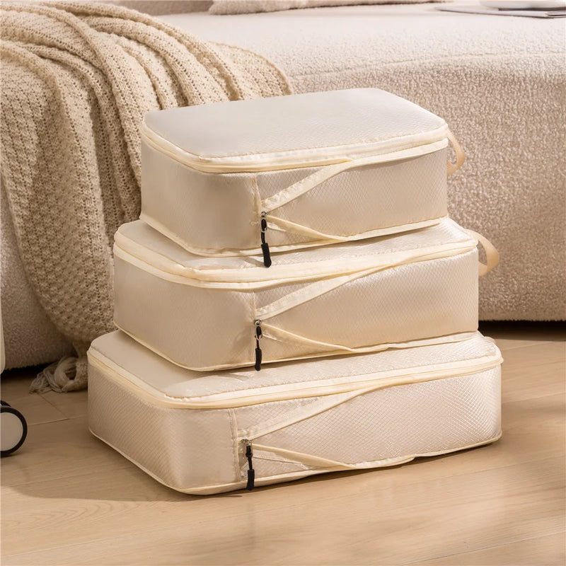 Reise-Organizer Set PackNest 3-in-1 | Komprimierbare & Wasserdichte Gepäcktaschen | Nylon Koffer-Organizer | Tragbar & Leicht
