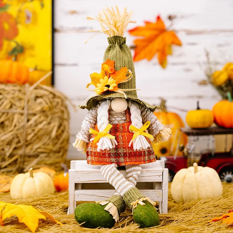 Herbst-Wichtel PumpkinGnome | Mit Kürbis, Sonnenblume & Ahornblatt | Dekofigur für Erntedank & Herbst