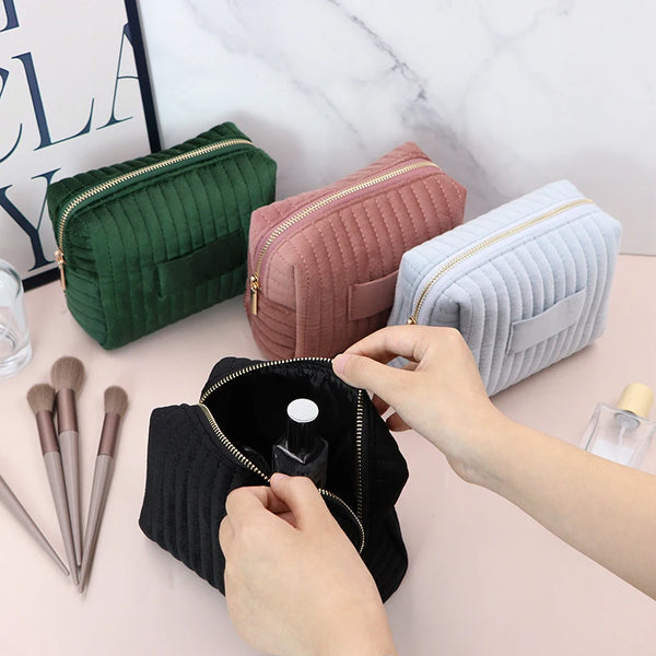 Puffina Gepolsterte Kosmetiktasche mit weiter Öffnung | Make-up-Tasche für Damen | Reise-Organizer für Kosmetik & Accessoires | Schminktäschchen aus Baumwolle