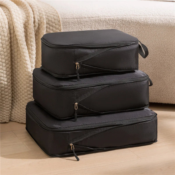 Reise-Organizer Set PackNest 3-in-1 | Komprimierbare & Wasserdichte Gepäcktaschen | Nylon Koffer-Organizer | Tragbar & Leicht