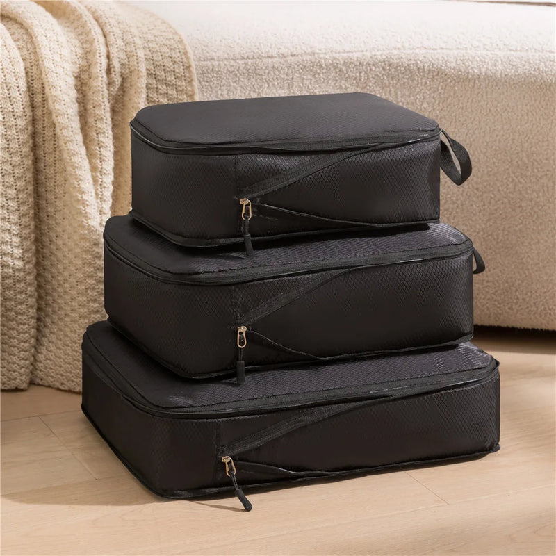Reise-Organizer Set PackNest 3-in-1 | Komprimierbare & Wasserdichte Gepäcktaschen | Nylon Koffer-Organizer | Tragbar & Leicht