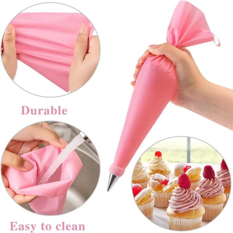 Backgenuss Tortendeko Set Komplett | 40-teilig | Profi Spritztüllen & Silikon Spritzbeutel | Für Cupcakes, Torten & Kekse