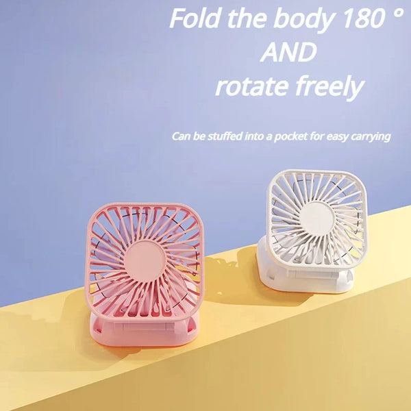 Mini-Ventilator AirFlip | 3-in-1 Hand-, Tisch- & Halsventilator | USB-Aufladung | Leise & Faltbar | 14,9×7×2 cm