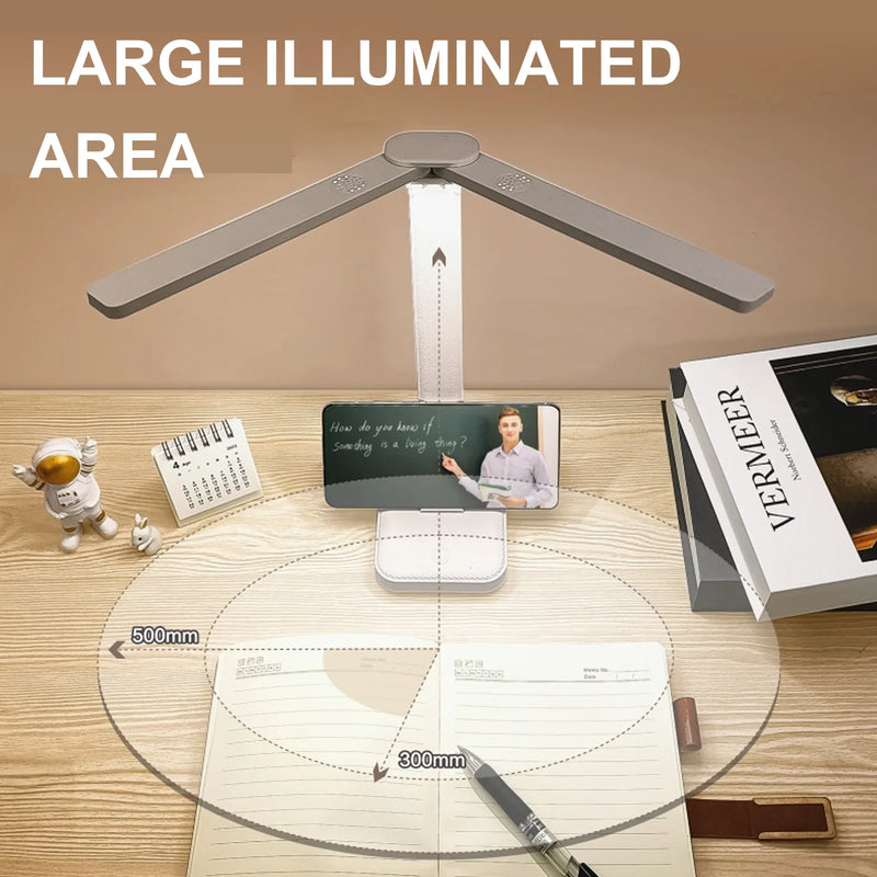 LumiFold | LED Schreibtischlampe | 3 Helligkeitsstufen & Touch-Bedienung | USB-Aufladbar & Faltbar