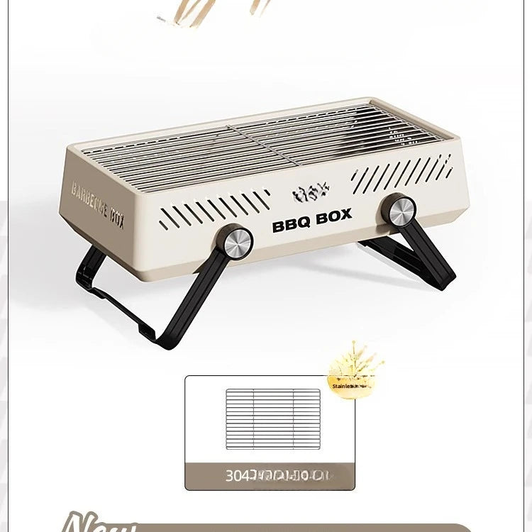 Campverro Tragbarer BBQ-Ofen für Garten & Camping | Multifunktional & Kompakt | Für Outdoor-Kochen ohne Kohle | 47 × 28,5 × 22,5 cm
