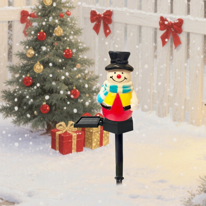 FrostyGlow Solar Schneemann Lampe | LED Gartenleuchte | Wasserdicht & Energiesparend | Weihnachtsdeko für Außenbereich