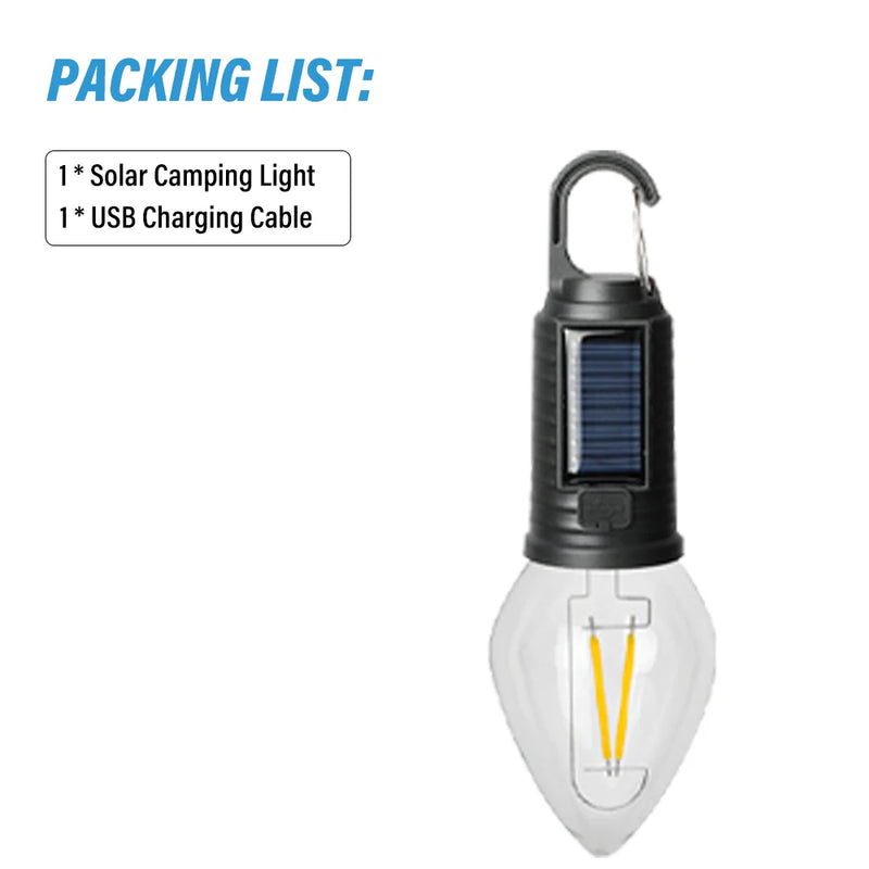 Campurelux Solar Campinglampe Vintage | Wiederaufladbar via Solar & USB | 3 Lichtmodi | Tragbar & Wasserdicht