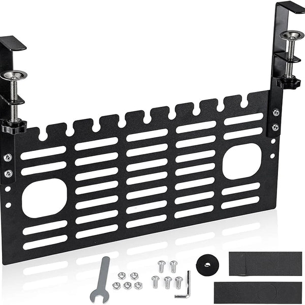 ClampGrid Kabelmanagement unter dem Schreibtisch | Metall Kabelhalter mit Klemme | Für Tischplatten 1–6 cm | Ohne Bohren