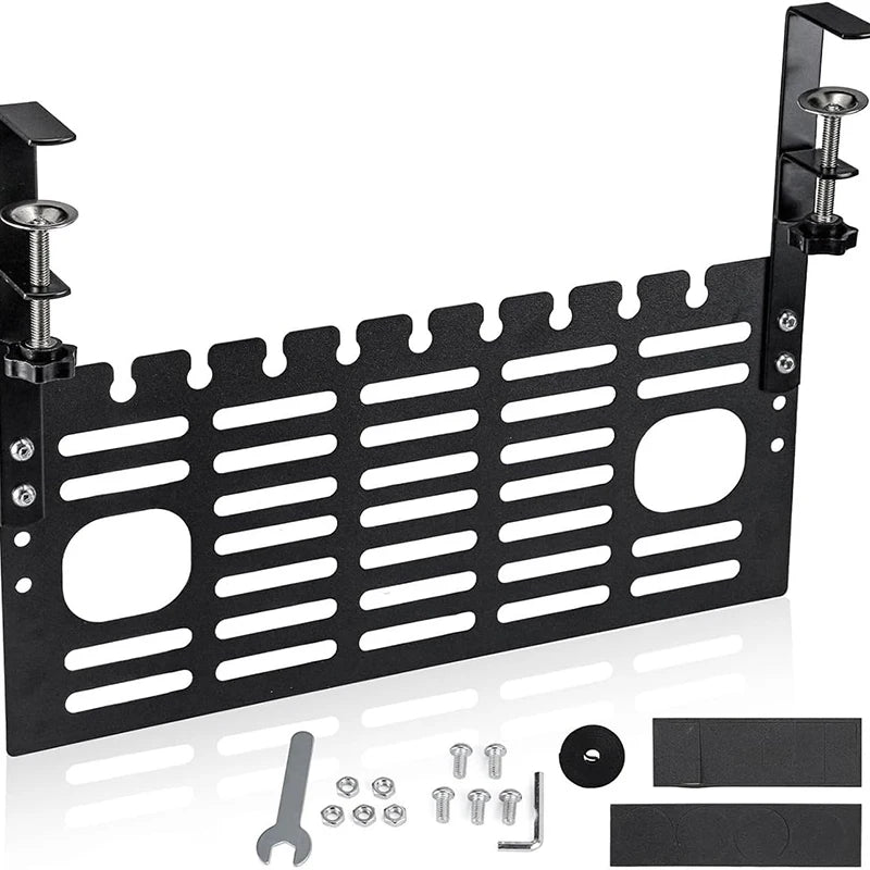 ClampGrid Kabelmanagement unter dem Schreibtisch | Metall Kabelhalter mit Klemme | Für Tischplatten 1–6 cm | Ohne Bohren