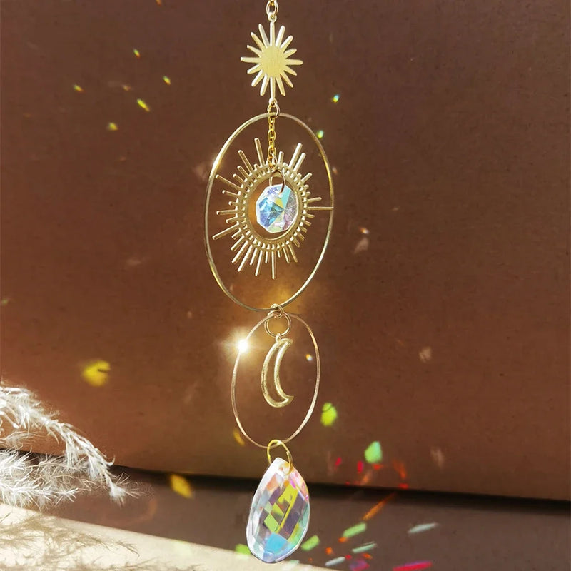 Lunora | Kristall Suncatcher | Regenbogen Deko Anhänger | Glas & Metall | 20 cm