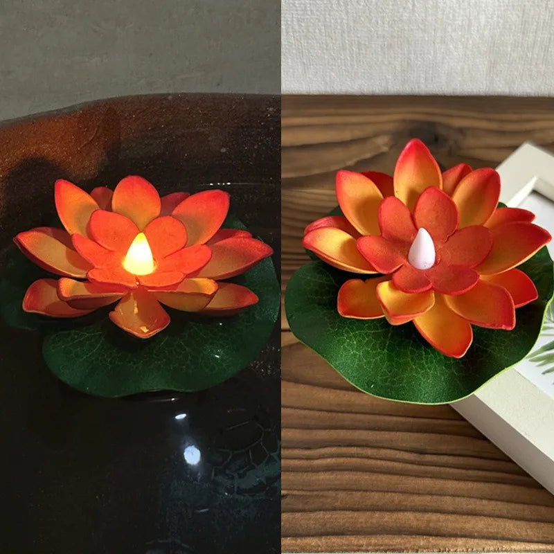 Schwimmende Lotuslampe LUMILYA | LED Wassersensor | Warmweißes Licht | Für Teich, Garten & Feste