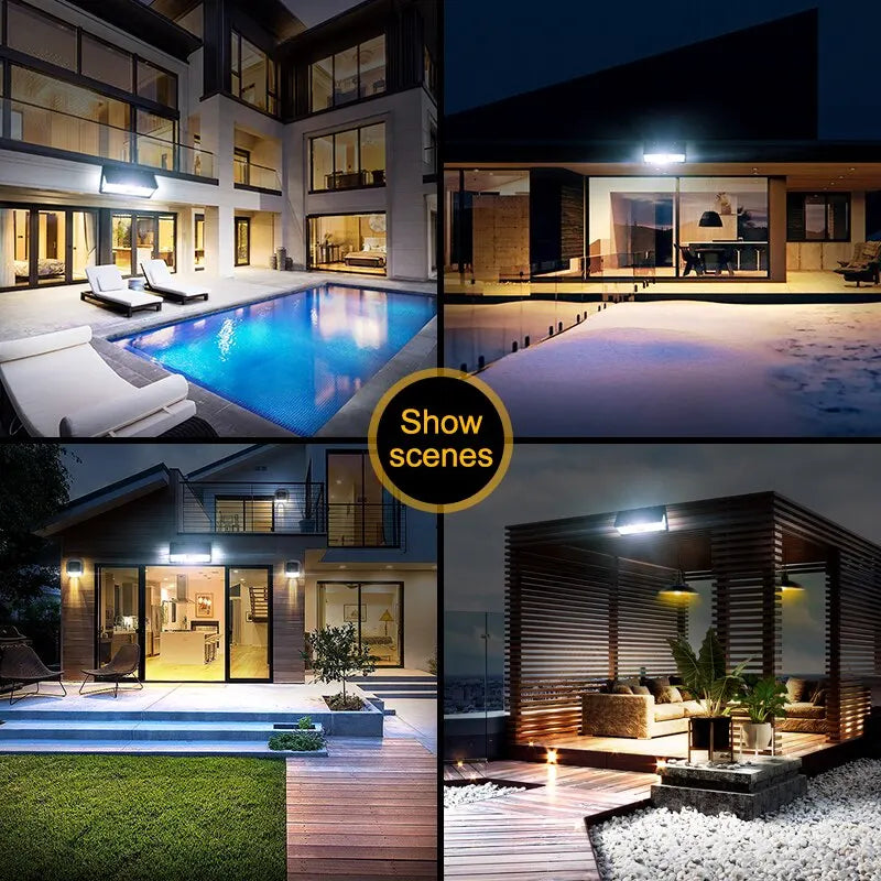 Solvionix Solar Wandleuchte mit Bewegungsmelder | 190 LEDs | 4 Leuchtmodi | IP65 Wasserdicht | Für Garten, Zaun & Eingang